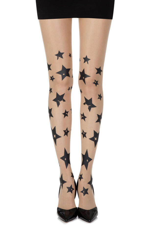 Zohara "Shooting Stars" Skin Sheer Print Tights - Image 3