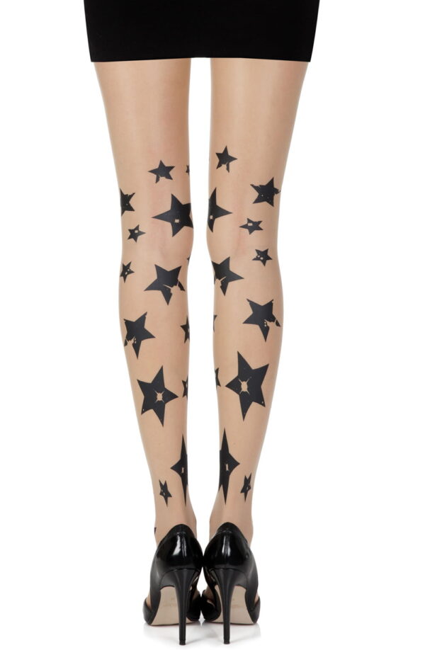 Zohara "Shooting Stars" Skin Sheer Print Tights - Image 2