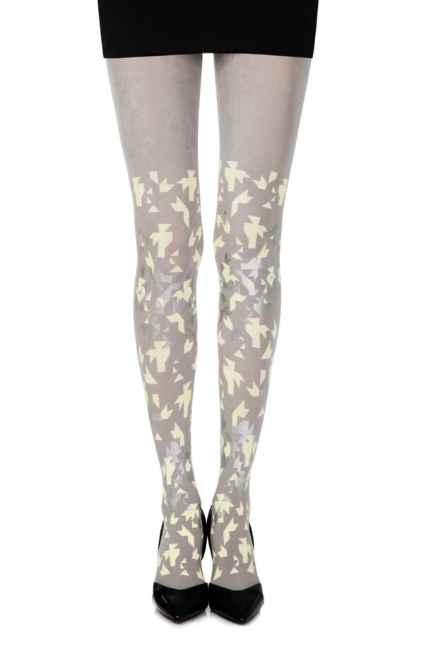 Zohara "Confetti" Grey Print Tights - Image 3