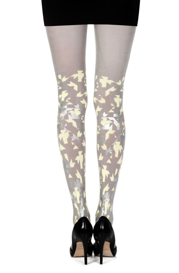 Zohara "Confetti" Grey Print Tights - Image 2