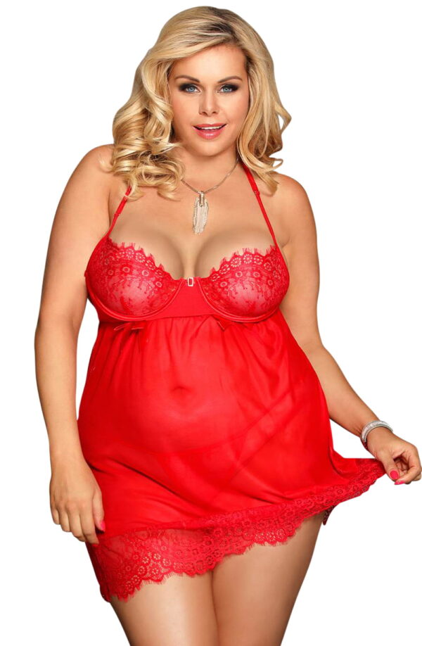 YesX YX952Q Red Babydoll Set - Image 4