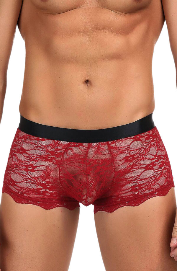 YesX YX976 Mens Boxer Brief Red/Black - Image 4