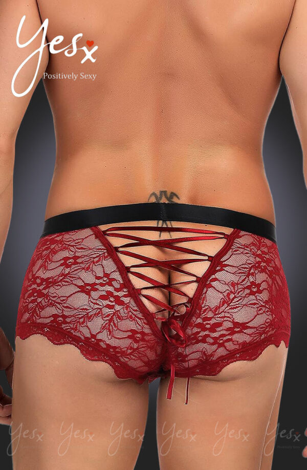 YesX YX976 Mens Boxer Brief Red/Black - Image 3