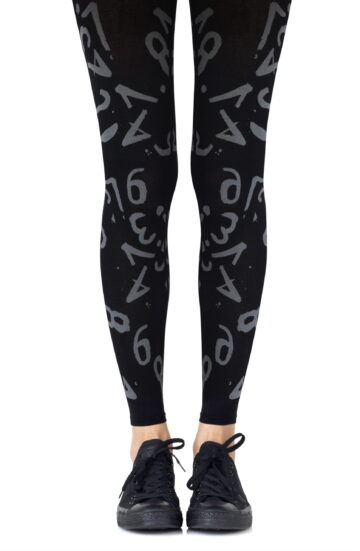 Zohara "Lucky Number" Light Grey Print Footless Tights