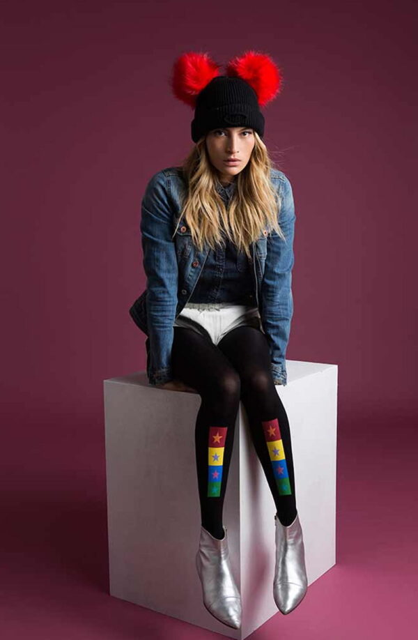 Zohara "United Colors" Black Print Tights - Image 2
