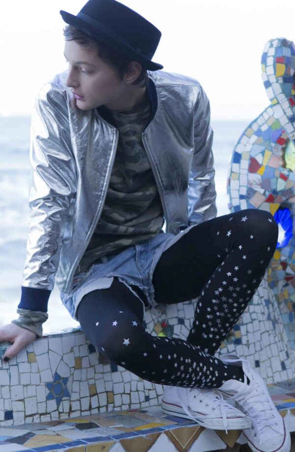 Zohara "Rise And Shine" Silver Print Tights - Image 3