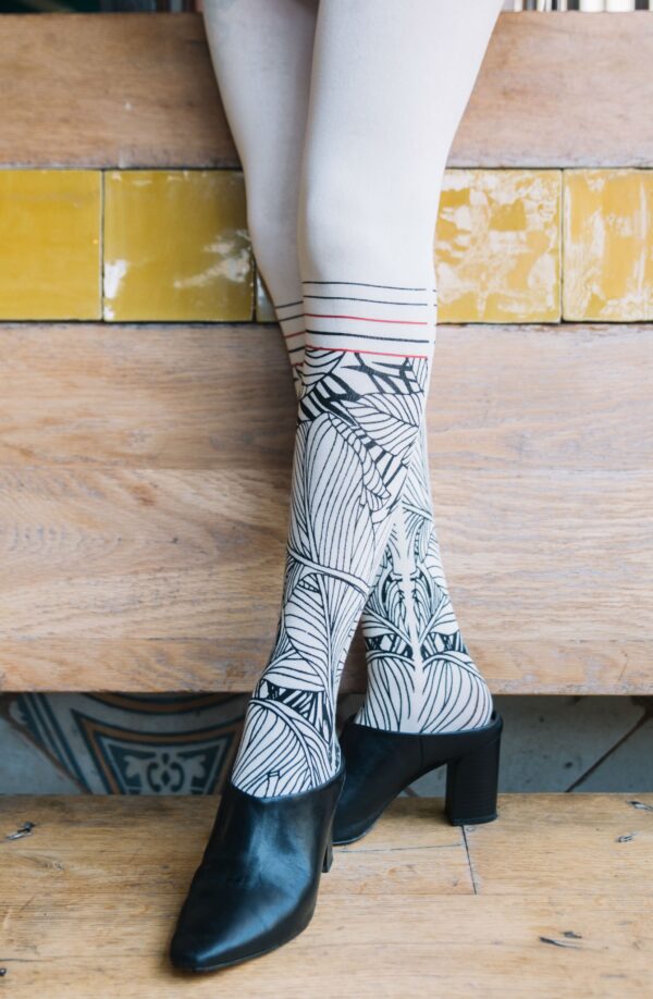 Zohara "Waikiki Nights" Cream Tights - Image 2