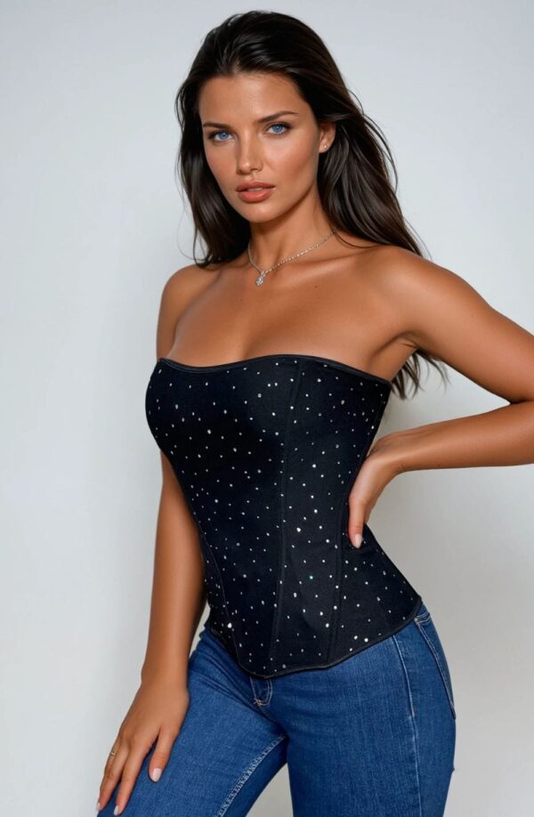 YesX YX895 Sequin Corset Black - Image 5
