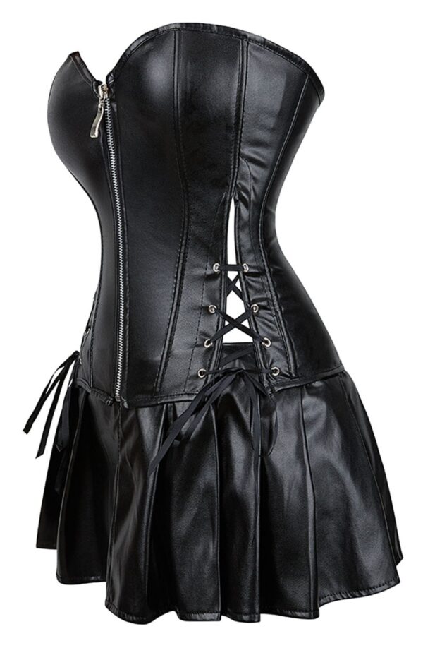 YesX YX897 Faux Leather Corset & Skirt - Image 3
