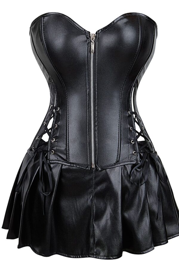 YesX YX897 Faux Leather Corset & Skirt - Image 2
